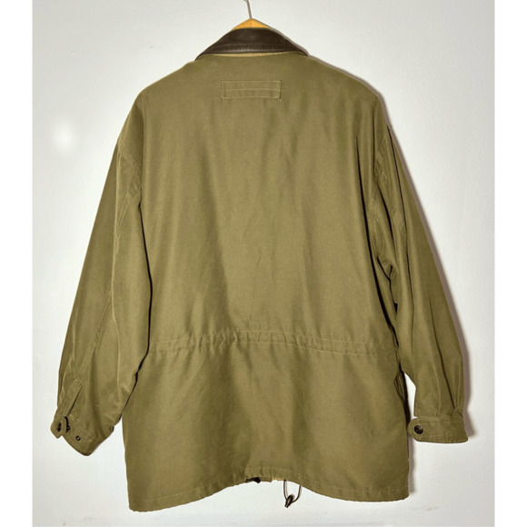 Vtg Rainforest Canvas Field Coat Leather Collar Forrest Club Flannel Lined XL - Picture 7 of 10